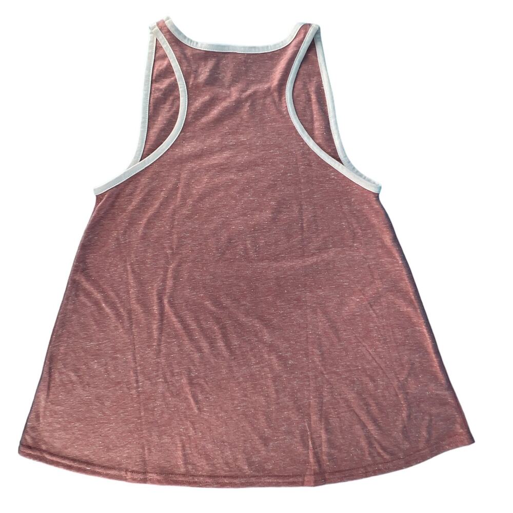 LAT Girls Racerback Tank Top Youth XL Pink Melange White Trim - Picture 4 of 10